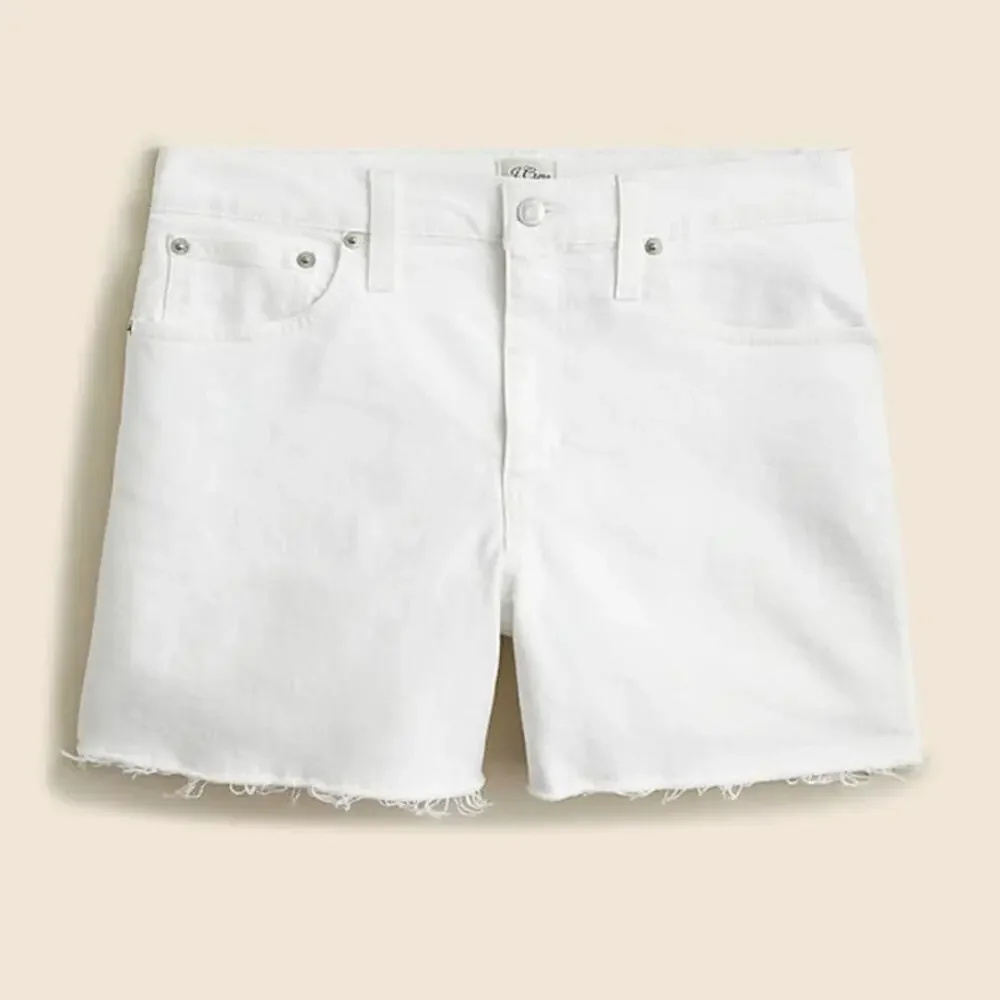 NWT J. Crew High-Rise Denim Short In White Mid Length 27 *Flaw